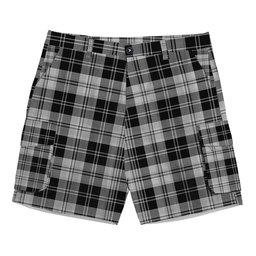 ScotsTee Shop Scottish Erskine Black and White Tartan Plaid Cargo Shorts for Men