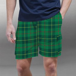 ScotsTee Shop Scottish Galloway Green Modern Tartan Plaid Cargo Shorts for Men
