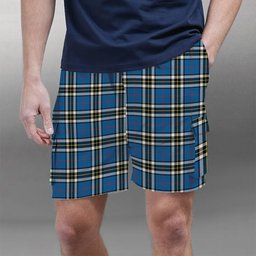 ScotsTee Shop Scottish Thomson Blue Modern Clan Tartan Plaid Cargo Shorts for Men