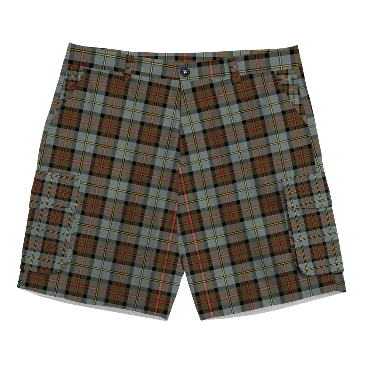 ScotsTee Shop Scottish McLeod of Harris Weathered Tartan Plaid Cargo Shorts for Men