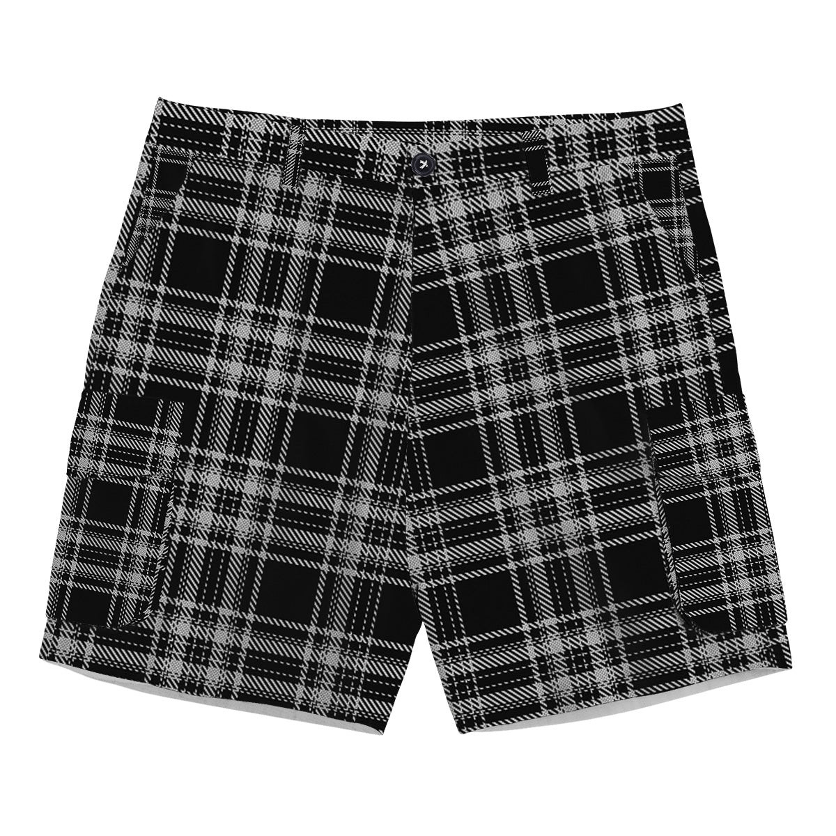 ScotsTee Shop Scottish Stewart Black and White Tartan Plaid Cargo Shorts for Men
