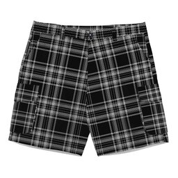 ScotsTee Shop Scottish Stewart Black and White Tartan Plaid Cargo Shorts for Men