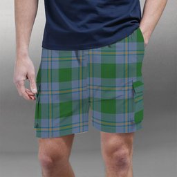 ScotsTee Shop Scottish Irvine of Bonshaw Ancient Tartan Plaid Cargo Shorts for Men