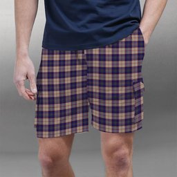 ScotsTee Shop Scottish Harris Royal Blue Tartan Plaid Cargo Shorts for Men
