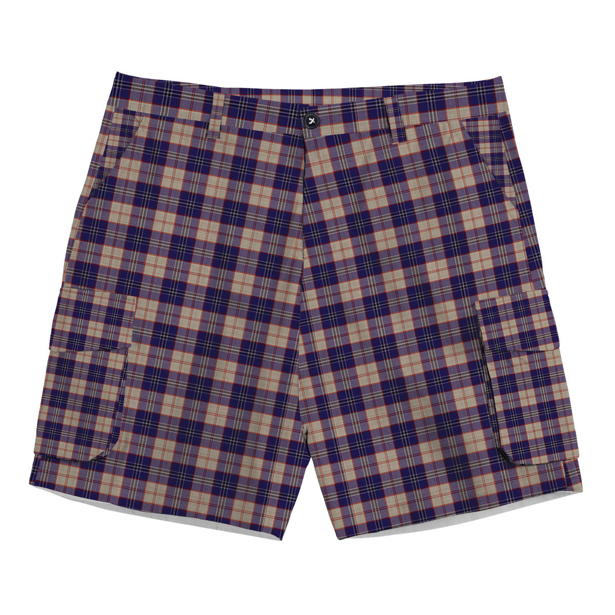 ScotsTee Shop Scottish Harris Royal Blue Tartan Plaid Cargo Shorts for Men