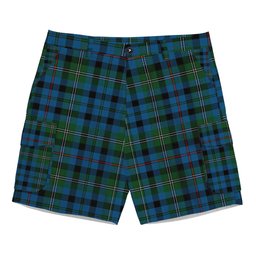ScotsTee Shop Scottish Stephenson Hunting Red Stripe Tartan Plaid Cargo Shorts for Men