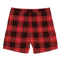 ScotsTee Shop Scottish Munro Black and Red Modern Tartan Plaid Cargo Shorts for Men