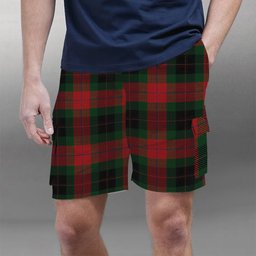 ScotsTee Shop Scottish Skene of Cromar Black Tartan Plaid Cargo Shorts for Men