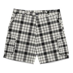 ScotsTee Shop Scottish McFarland Black White Ancient Tartan Plaid Cargo Shorts for Men