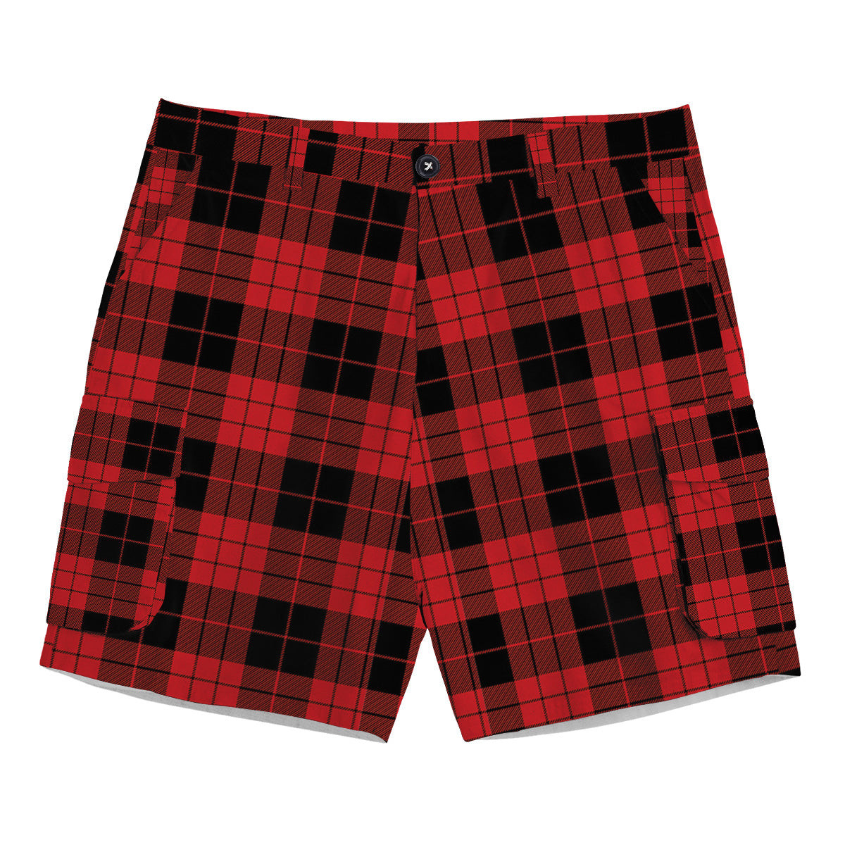 ScotsTee Shop Scottish MacLeod Black and Red Modern Tartan Plaid Cargo Shorts for Men