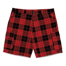 ScotsTee Shop Scottish MacLeod Black and Red Modern Tartan Plaid Cargo Shorts for Men