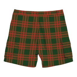 ScotsTee Shop Scottish Menzies Green Modern Tartan Plaid Cargo Shorts for Men