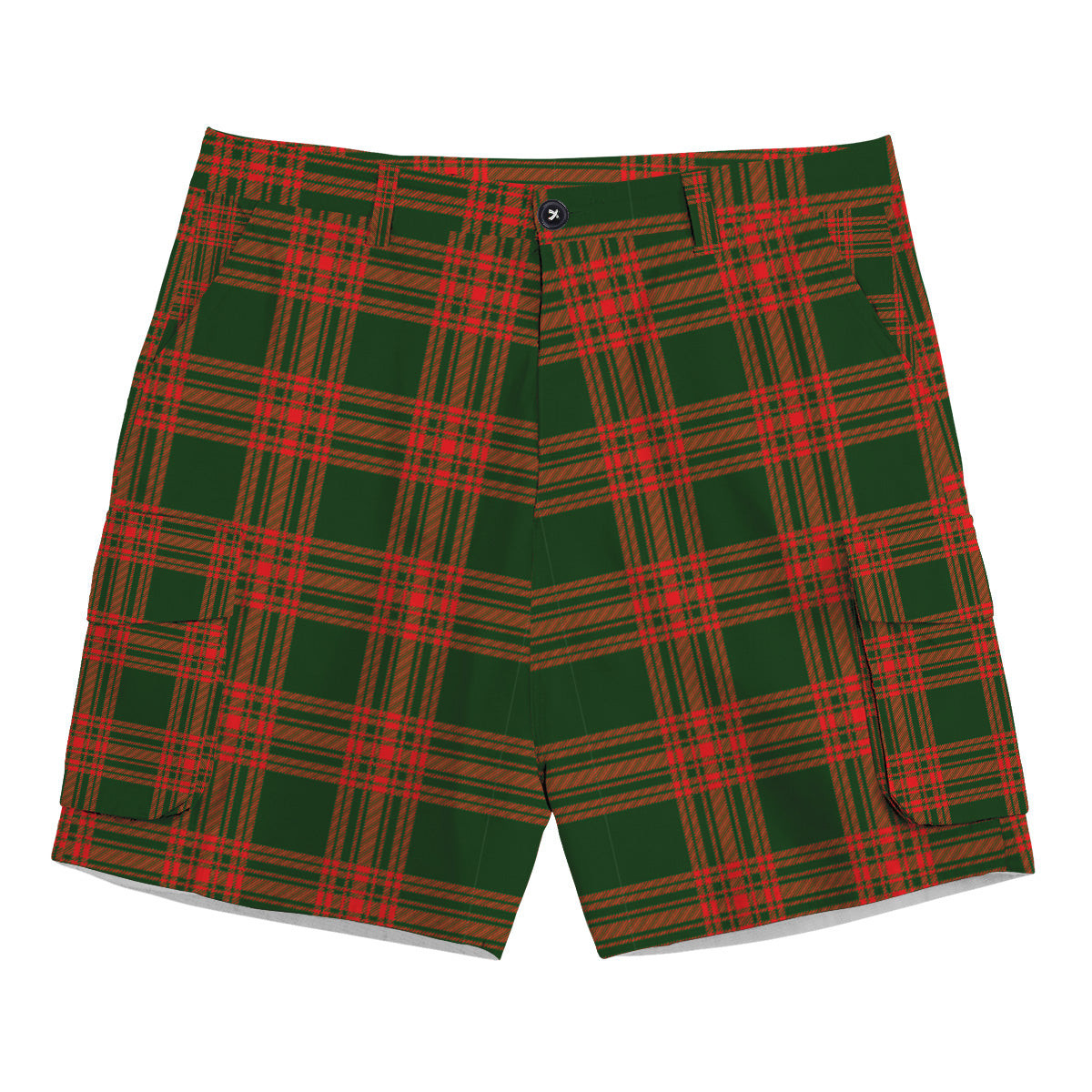 ScotsTee Shop Scottish Menzies Green Modern Tartan Plaid Cargo Shorts for Men