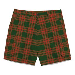 ScotsTee Shop Scottish Menzies Green Modern Tartan Plaid Cargo Shorts for Men