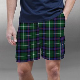 ScotsTee Shop Scottish McDonald of the Isles Hunting Modern Tartan Plaid Cargo Shorts for Men