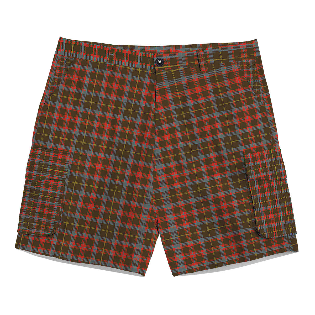 ScotsTee Shop Scottish McIntosh Hunting Weathered Tartan Plaid Cargo Shorts for Men
