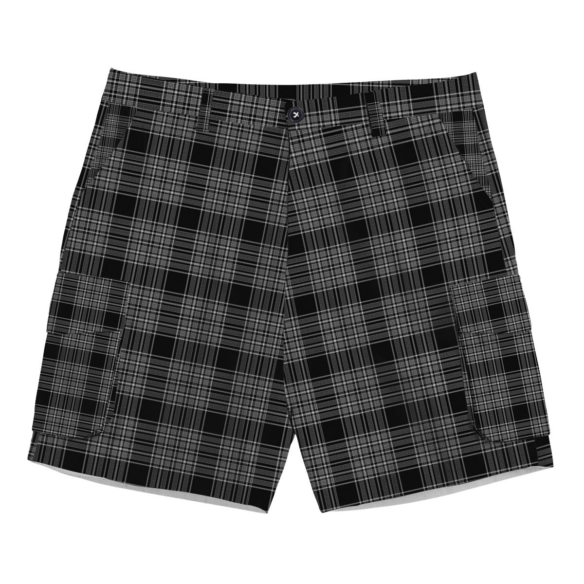 ScotsTee Shop Scottish Scott Black and White Tartan Plaid Cargo Shorts for Men