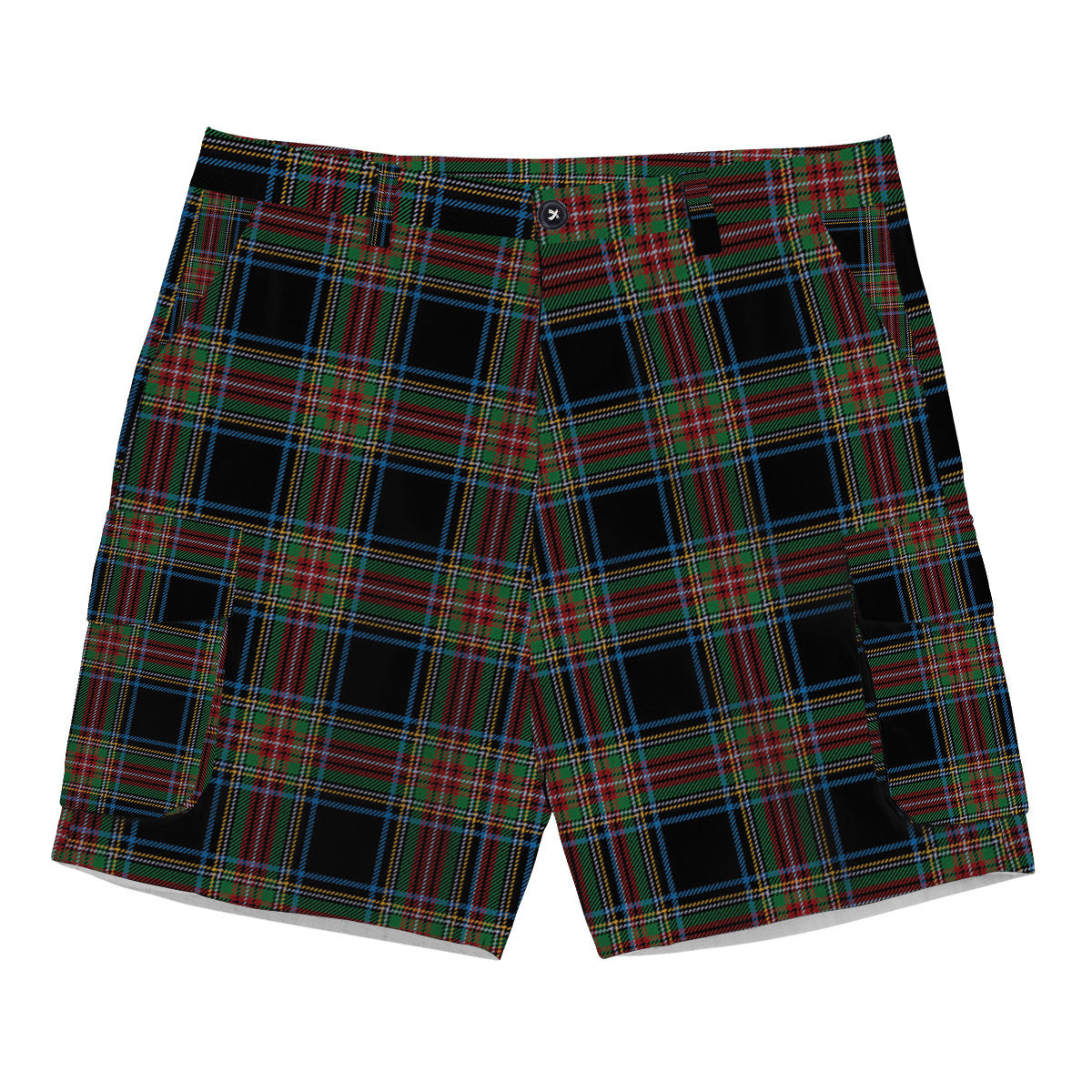 ScotsTee Shop Scottish Stewart Black Ancient Tartan Plaid Cargo Shorts for Men