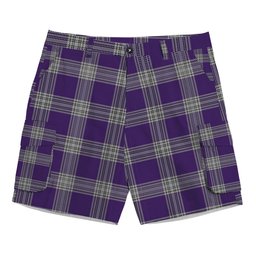 ScotsTee Shop Scottish Menzies Mauve and White Tartan Plaid Cargo Shorts for Men