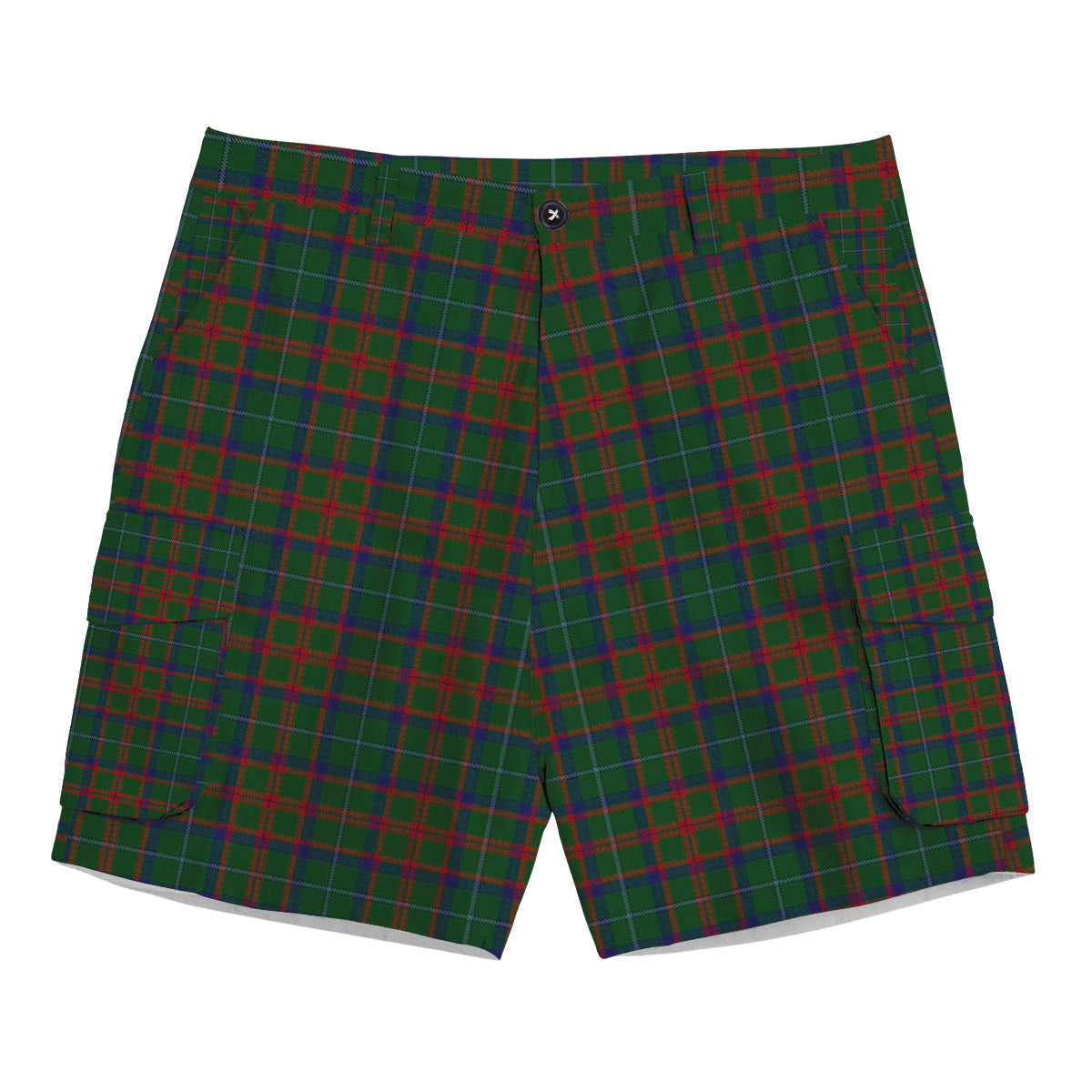 ScotsTee Shop Scottish Shaw of Tordarroch Green Hunting Tartan Plaid Cargo Shorts for Men