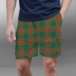 ScotsTee Shop Scottish Menzies Green Ancient Tartan Plaid Cargo Shorts for Men