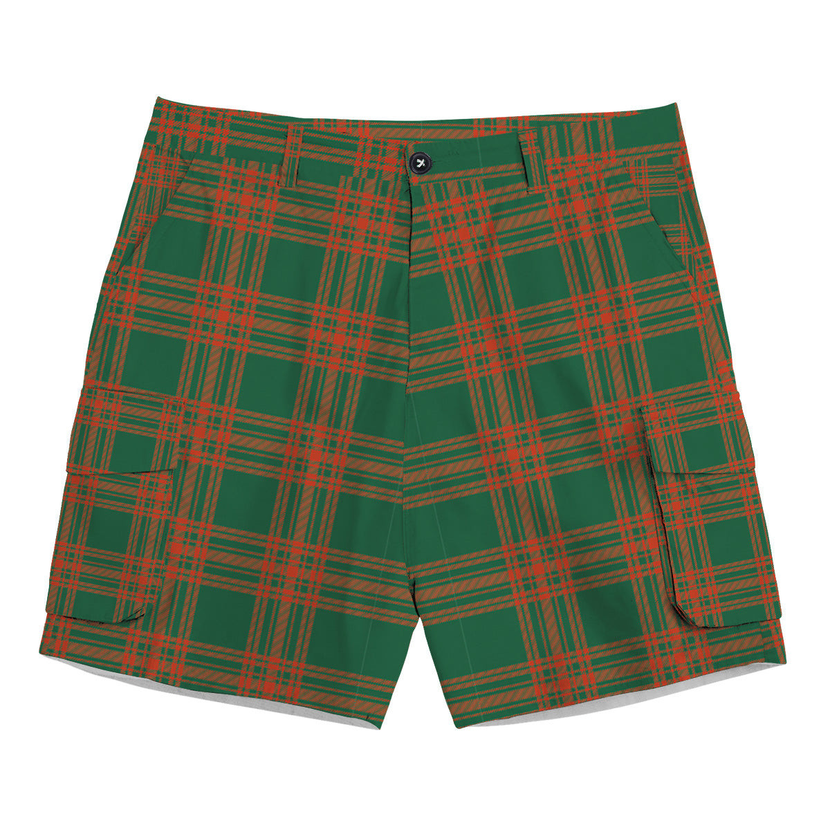 ScotsTee Shop Scottish Menzies Green Ancient Tartan Plaid Cargo Shorts for Men