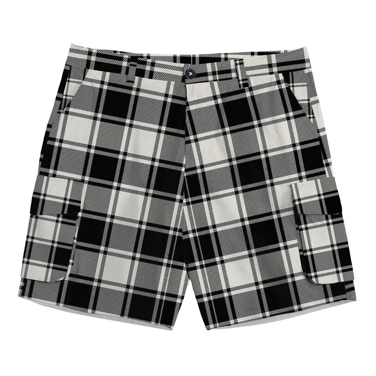 ScotsTee Shop Scottish MacFie Black & White Ancient Tartan Plaid Cargo Shorts for Men