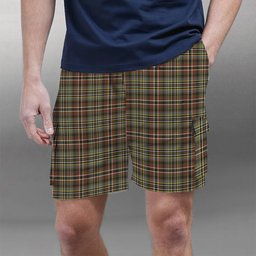 ScotsTee Shop Scottish Scott Green Weathered Tartan Plaid Cargo Shorts for Men