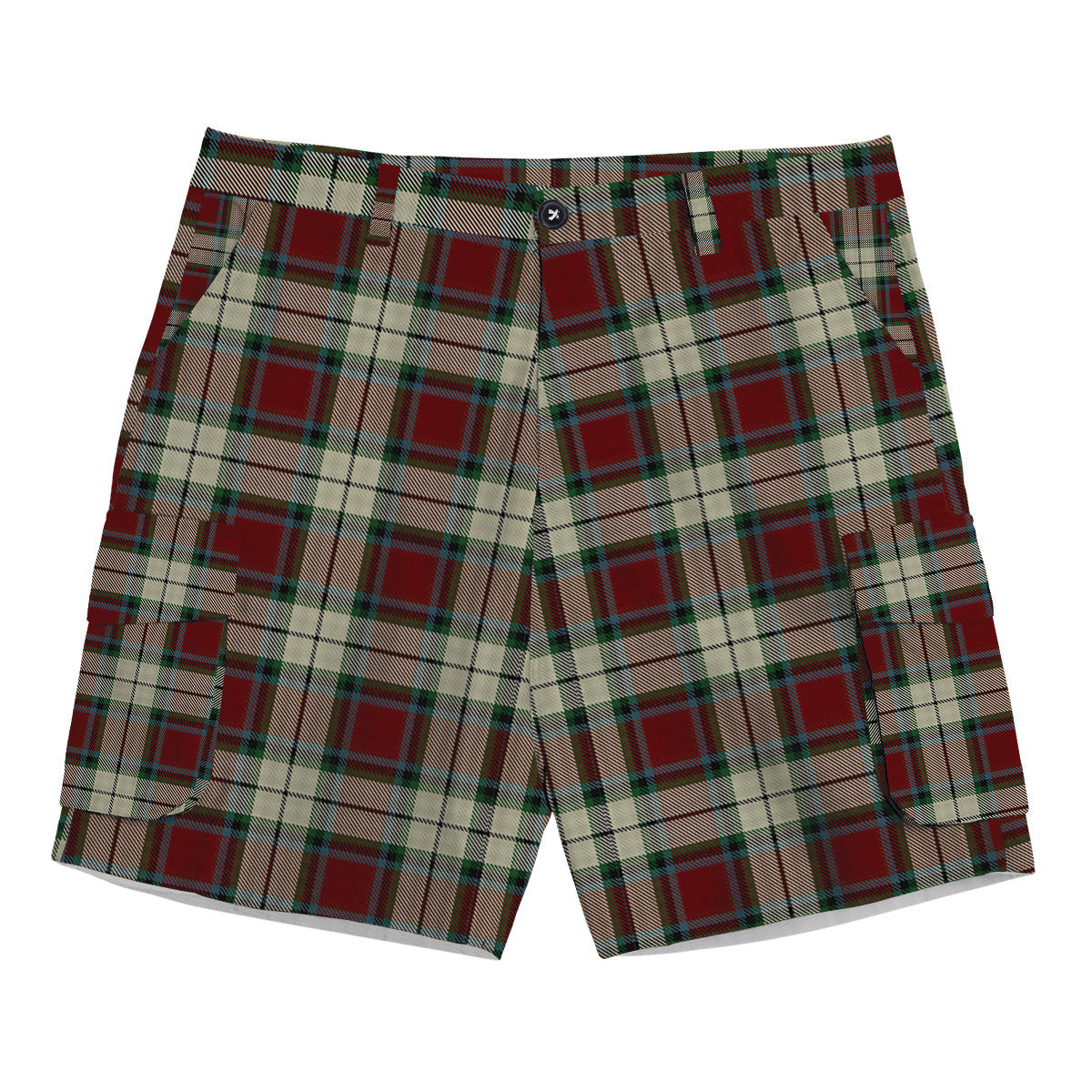 ScotsTee Shop Scottish Rose White Dress Tartan Plaid Cargo Shorts for Men
