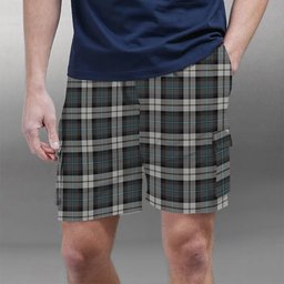 ScotsTee Shop Scottish McCandlish Arisaid Grey Tartan Plaid Cargo Shorts for Men