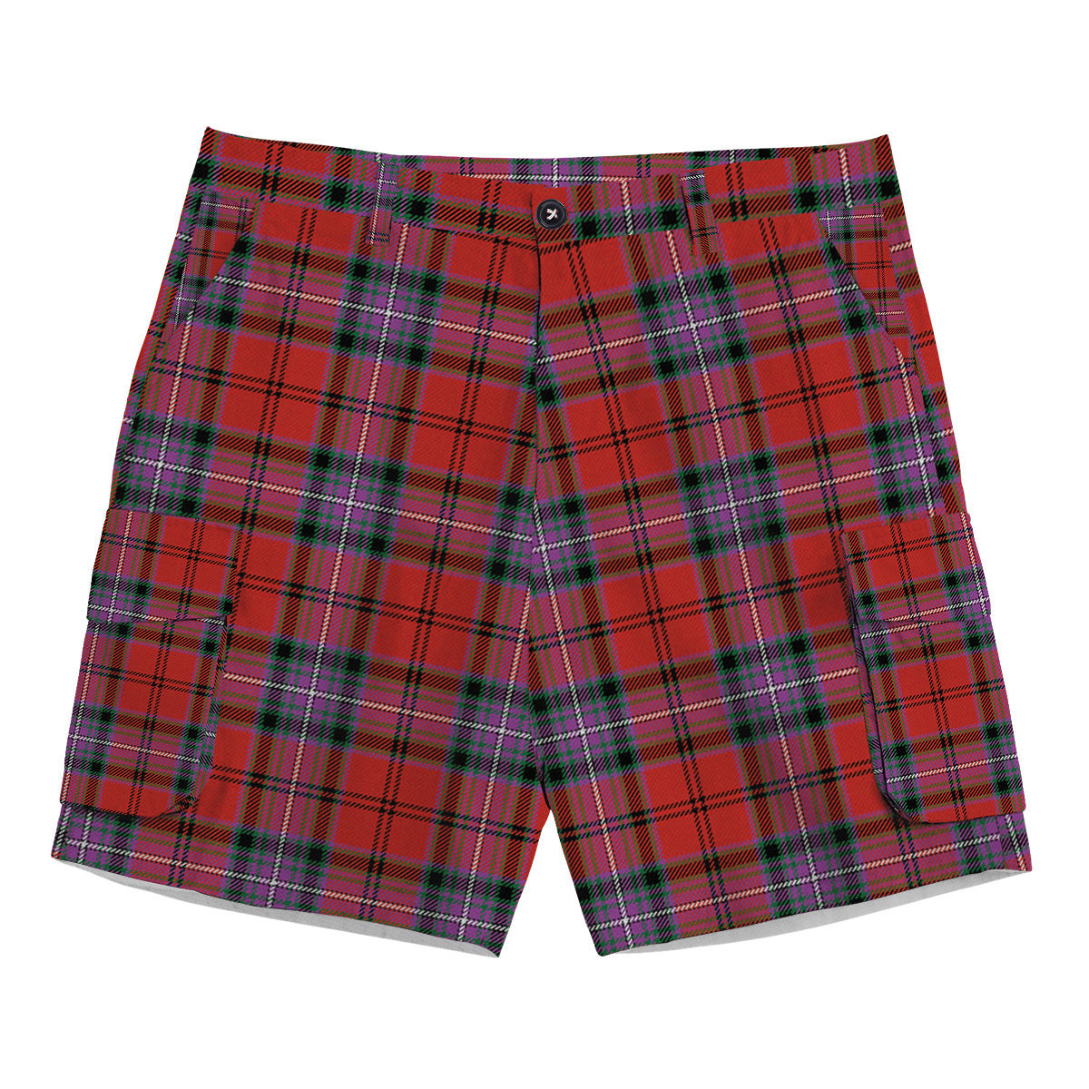 ScotsTee Shop Scottish Kelly of Sleat Red Ancient Tartan Plaid Cargo Shorts for Men