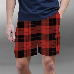 ScotsTee Shop Scottish McLeod Black and Red Ancient Tartan Plaid Cargo Shorts for Men