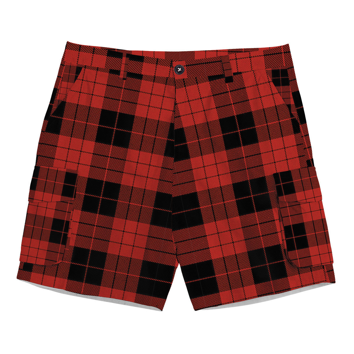 ScotsTee Shop Scottish McLeod Black and Red Ancient Tartan Plaid Cargo Shorts for Men