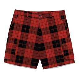 ScotsTee Shop Scottish McLeod Black and Red Ancient Tartan Plaid Cargo Shorts for Men