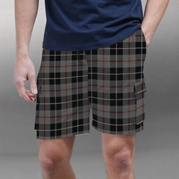 ScotsTee Shop Scottish Thompson Society Grey Tartan Plaid Cargo Shorts for Men