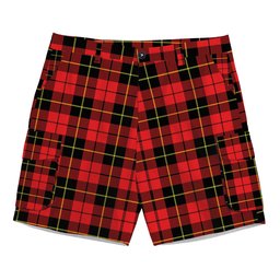 ScotsTee Shop Scottish Wallace Hunting - Red Tartan Plaid Cargo Shorts for Men