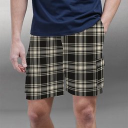 ScotsTee Shop Scottish Menzies Black & White Ancient Tartan Plaid Cargo Shorts for Men