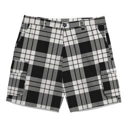ScotsTee Shop Scottish McFarland Black White Tartan Plaid Cargo Shorts for Men