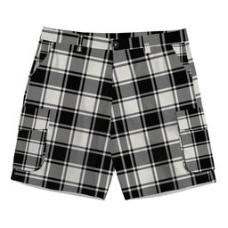 ScotsTee Shop Scottish McFie Black & White Modern Tartan Plaid Cargo Shorts for Men