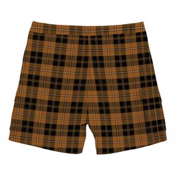 ScotsTee Shop Scottish Johnston Orange and Black Tartan Plaid Cargo Shorts for Men