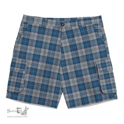 ScotsTee Shop Scottish Menzies Dress Blue & White Tartan Plaid Cargo Shorts for Men
