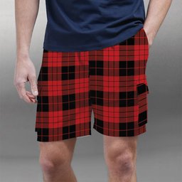 ScotsTee Shop Scottish McLeod Black and Red Modern Tartan Plaid Cargo Shorts for Men