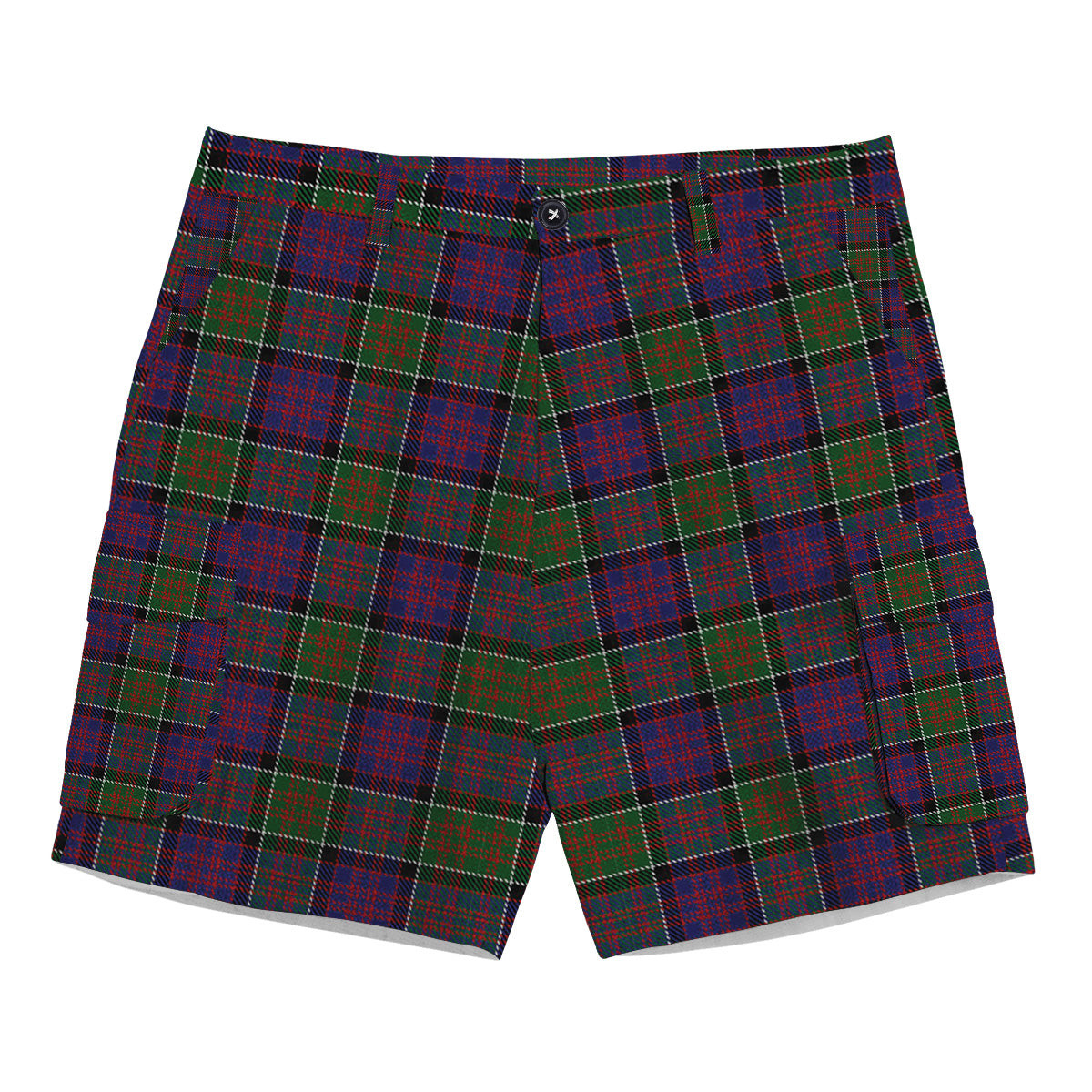 ScotsTee Shop Scottish McDonald of Clan Ranald Modern Tartan Plaid Cargo Shorts for Men