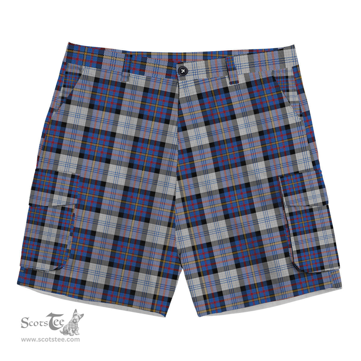 ScotsTee Shop Scottish Gillies Dress Blue Tartan Plaid Cargo Shorts for Men