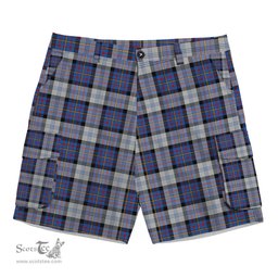 ScotsTee Shop Scottish Gillies Dress Blue Tartan Plaid Cargo Shorts for Men