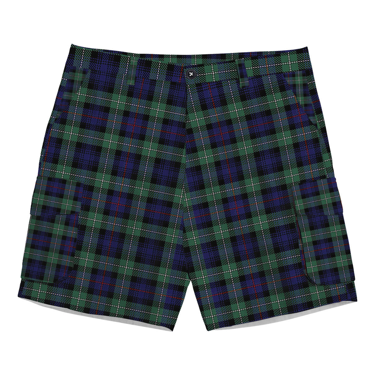 ScotsTee Shop Scottish MacKenzie Hunting Green Tartan Plaid Cargo Shorts for Men