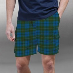 ScotsTee Shop Scottish Melville Two black lines Tartan Plaid Cargo Shorts for Men
