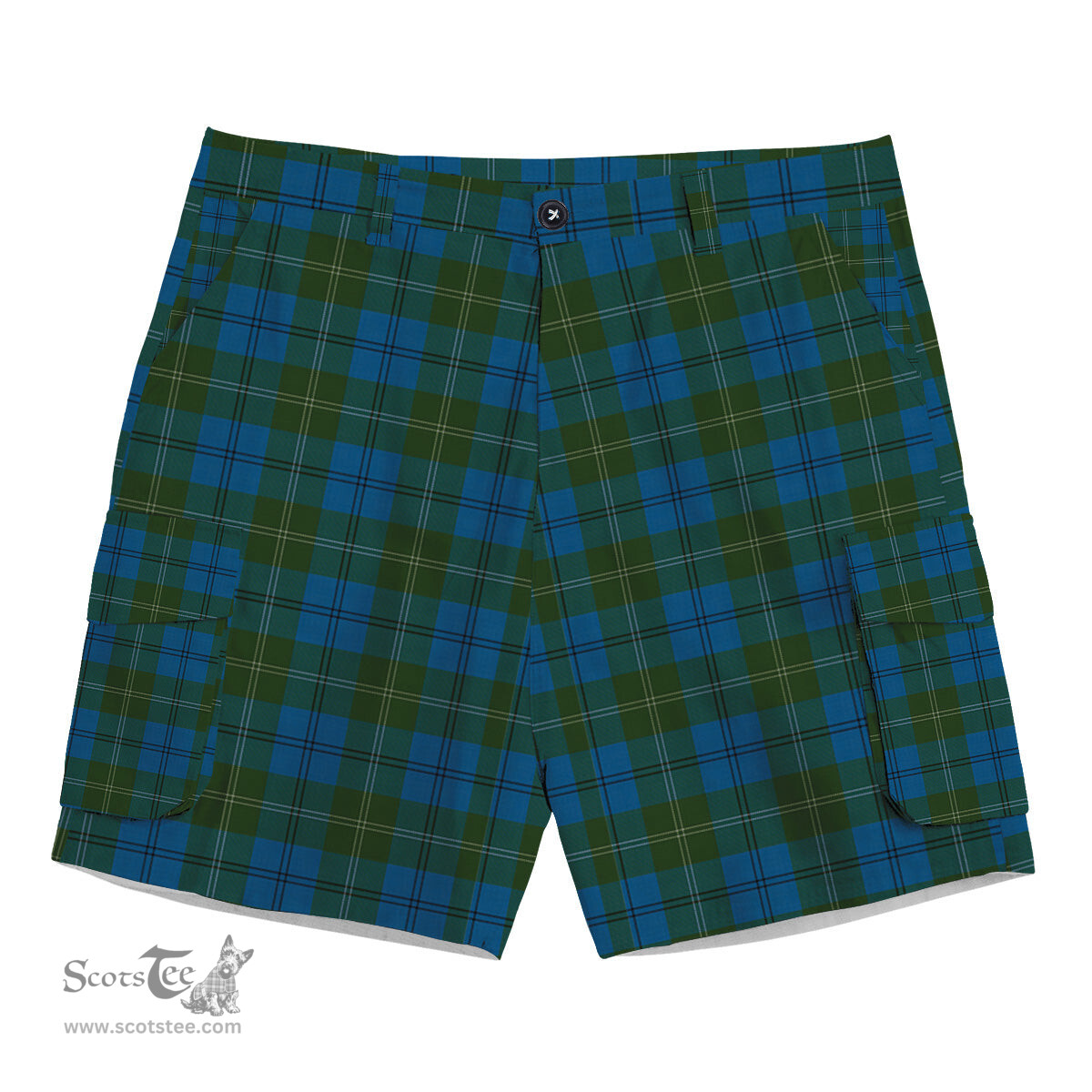 ScotsTee Shop Scottish Melville Two black lines Tartan Plaid Cargo Shorts for Men