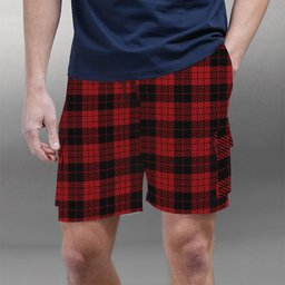 ScotsTee Shop Scottish MacLeod Black and Red Tartan Plaid Cargo Shorts for Men