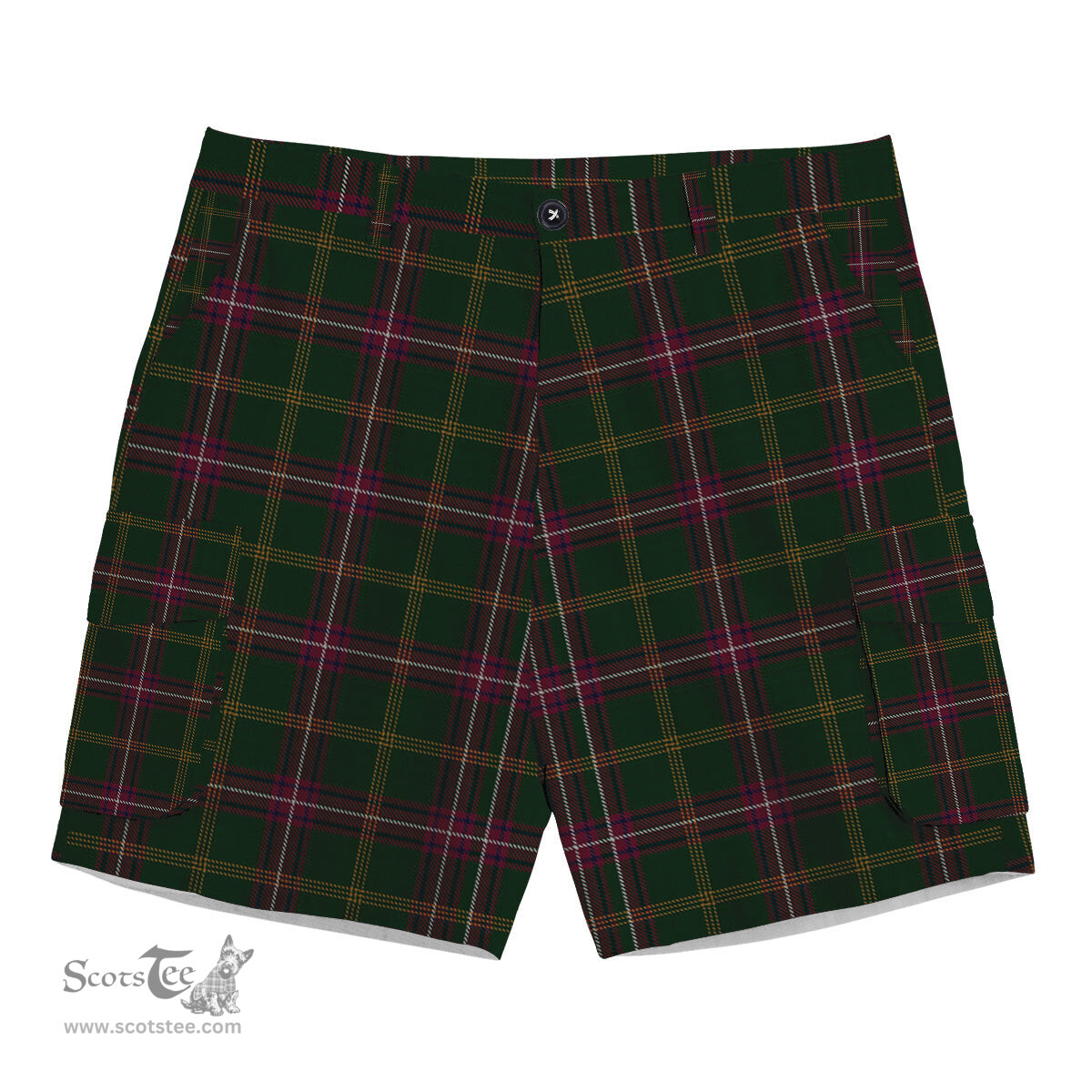 ScotsTee Shop Scottish Hall from Springbrook and Newtown Tartan Plaid Cargo Shorts for Men